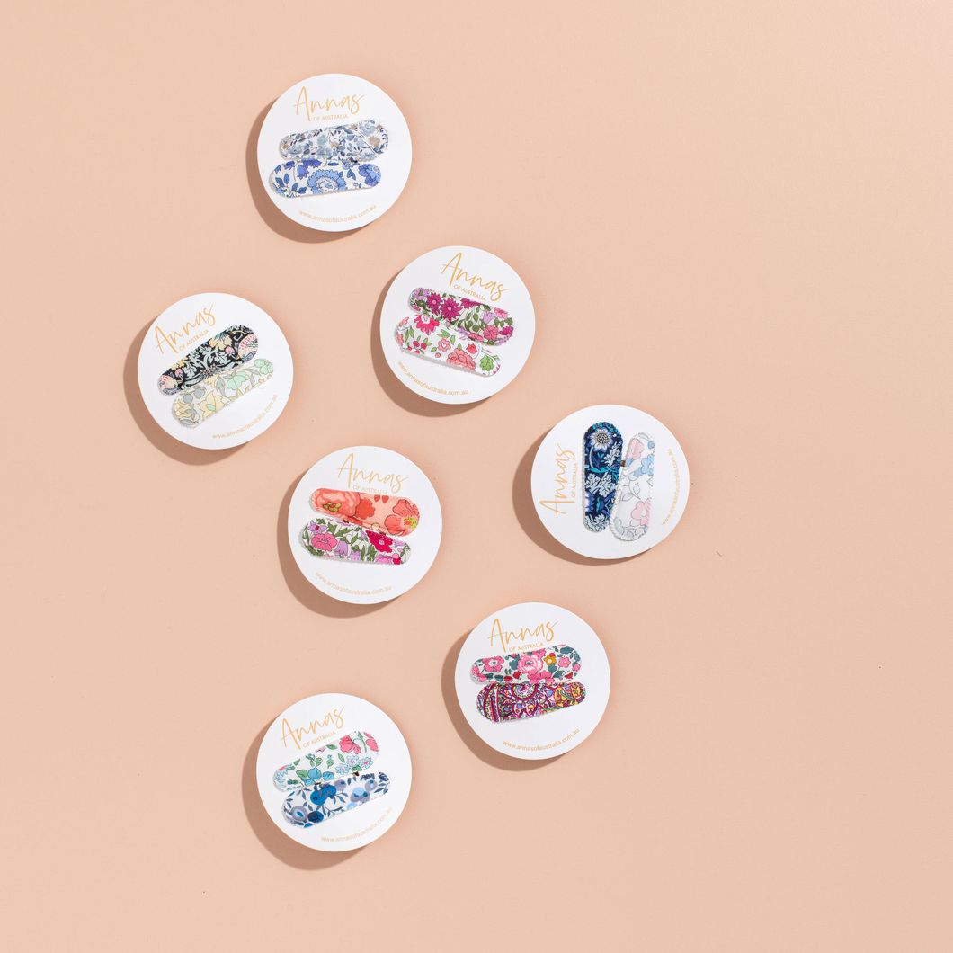 Anna's of Australia Liberty print cotton Cleo Hair Clip set of 2