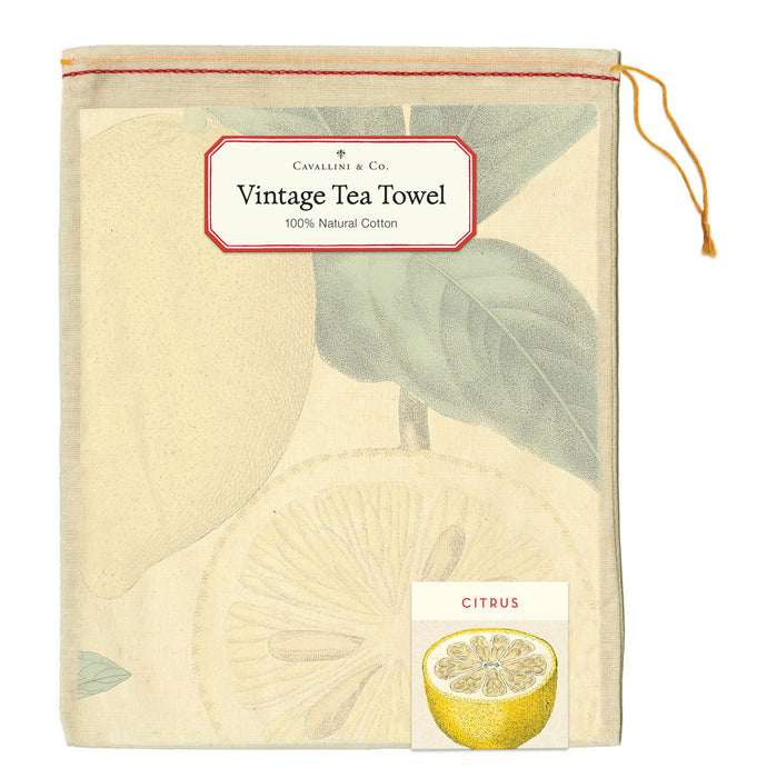 Vintage Cotton Tea Towel in Muslin Bag- Various Designs