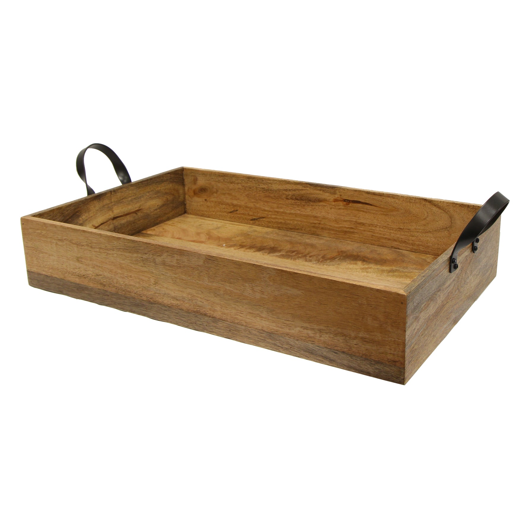 French Country Ploughmans Large Wooden Tray with Iron Handles