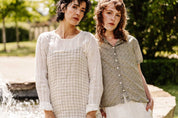 Juliet Slip Dress- Natural Gauze Check