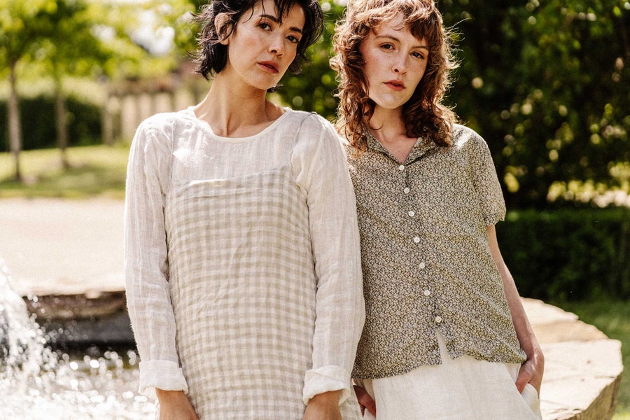 Juliet Slip Dress- Natural Gauze Check