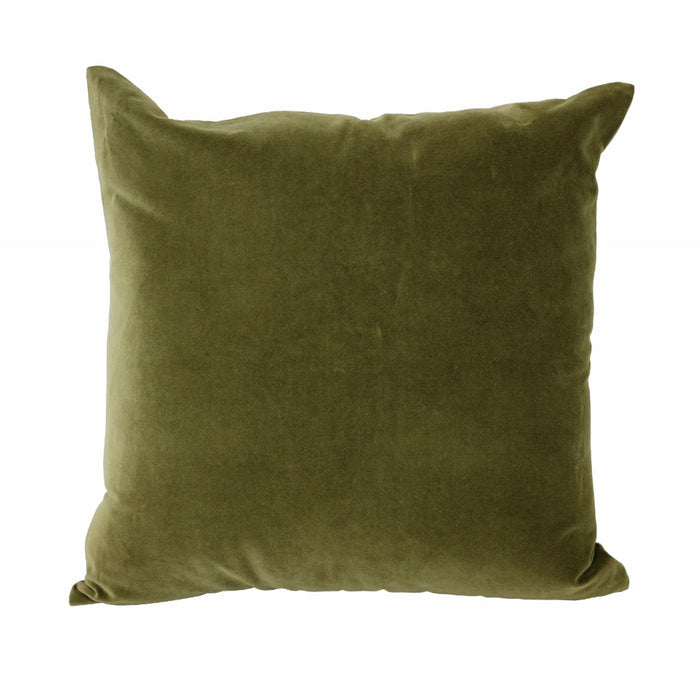 Olive Green Velvet Cushion with Linen back