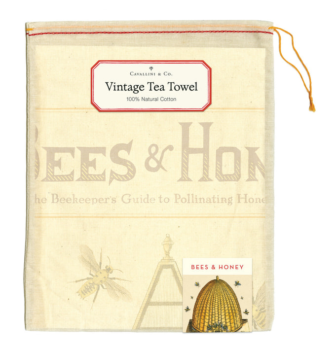 Vintage Cotton Tea Towel in Muslin Bag- Various Designs