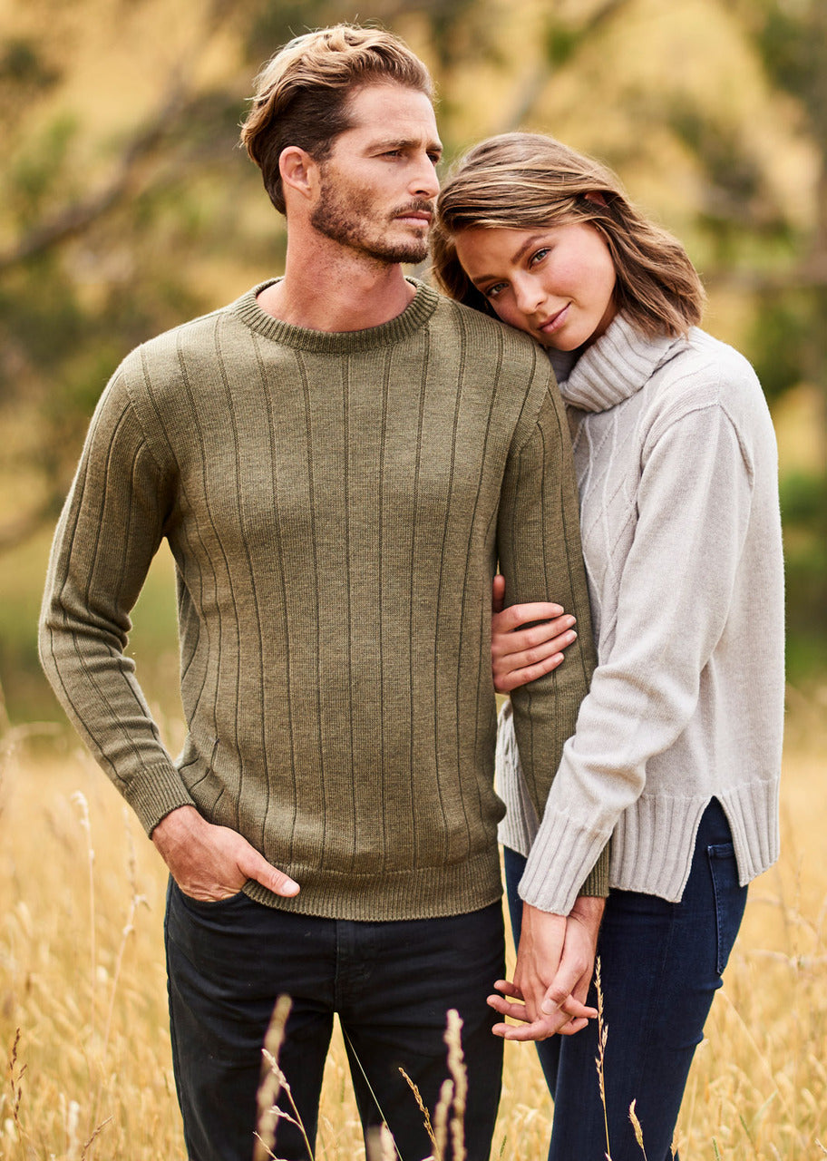 Uimi Daniel Mens Wool Jumper in Olive
