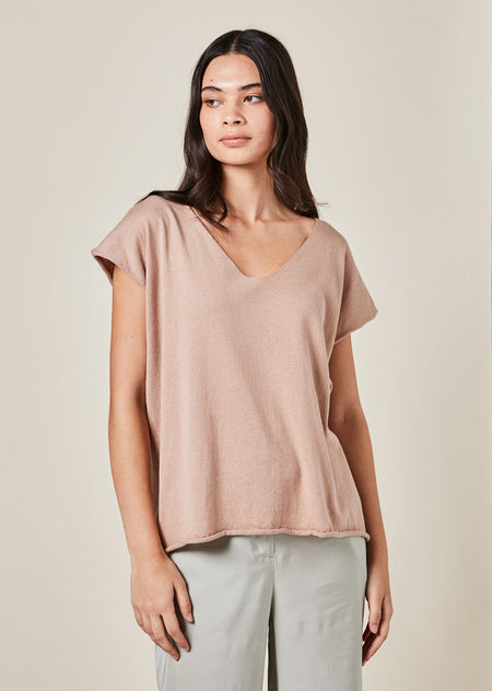 Uimi Tully Cotton Cashmere Tee in Suede